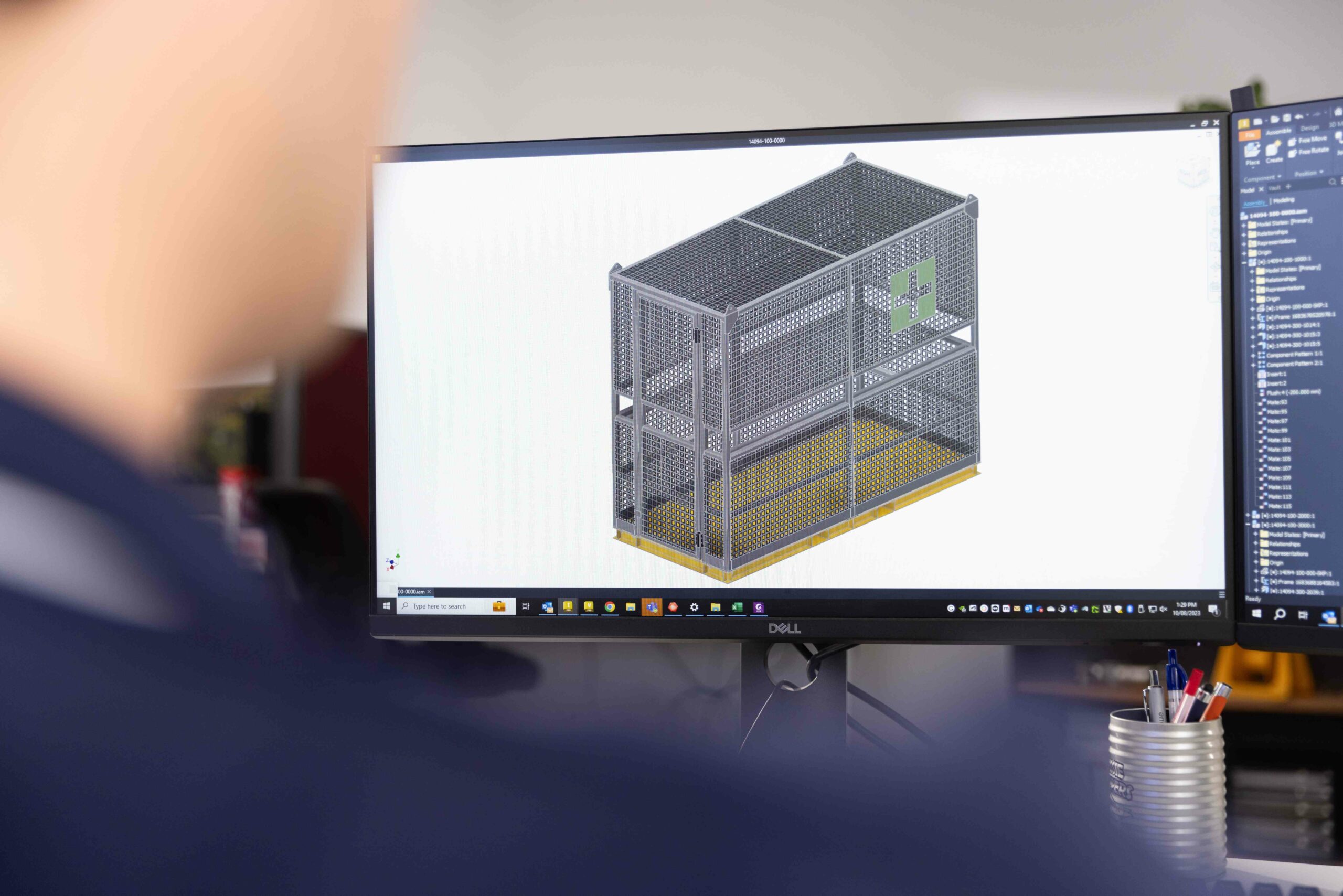 A new custom-designed first aid lifting cage was developed by an expert engineering consultant using advanced design and engineering practices, including Autodesk Inventor CAD software and Finite Element Analysis (FEA).